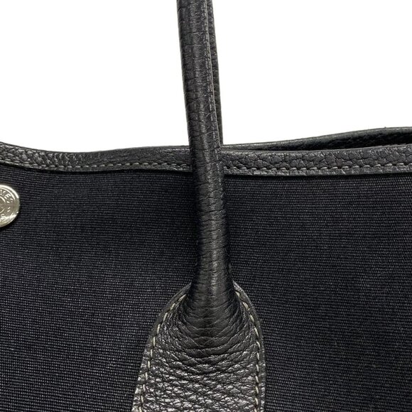 Auth HERMES Garden Party PM - Black Toile Officier Negonda Square J Tote Bag - Picture 9 of 13
